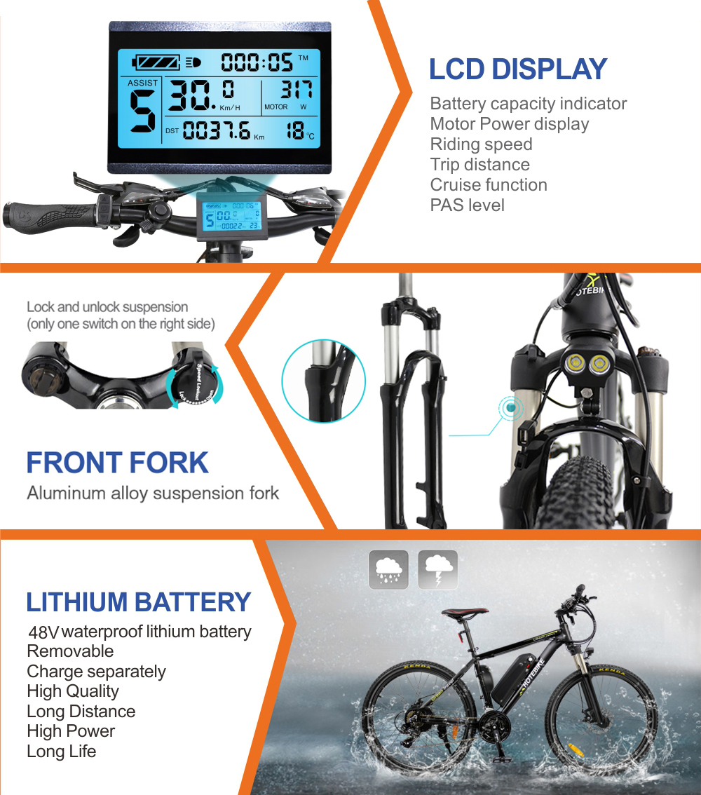 Vélo de montagne électrique A6AD26 48V 500W – Libérez le sentier - Vélo électrique de montagne - 8