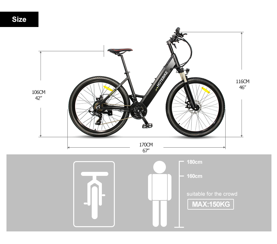 Vélo de ville électrique 48V 500W 26" avec batterie intégrée A5AH26 à vendre 9 Vélo de ville électrique 48V 500W 26