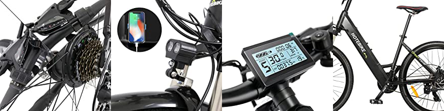 Vélo électrique de ville HOTEBIKE pour adultes avec moteur 350W et 21 vitesses - Product knowledge - 3